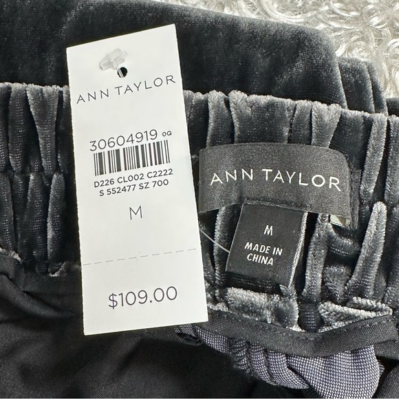 Ann Taylor Medium M Gray Velour Elastic Waistband Pants Pockets - Picture 6 of 12